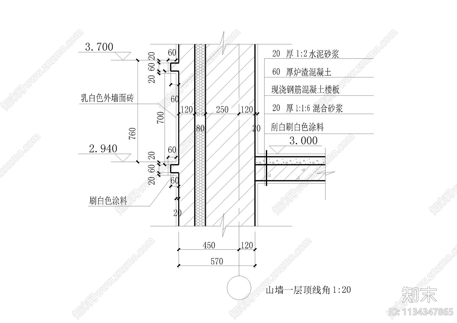 外墙墙身饰面详图cad施工图下载【ID:1134347865】