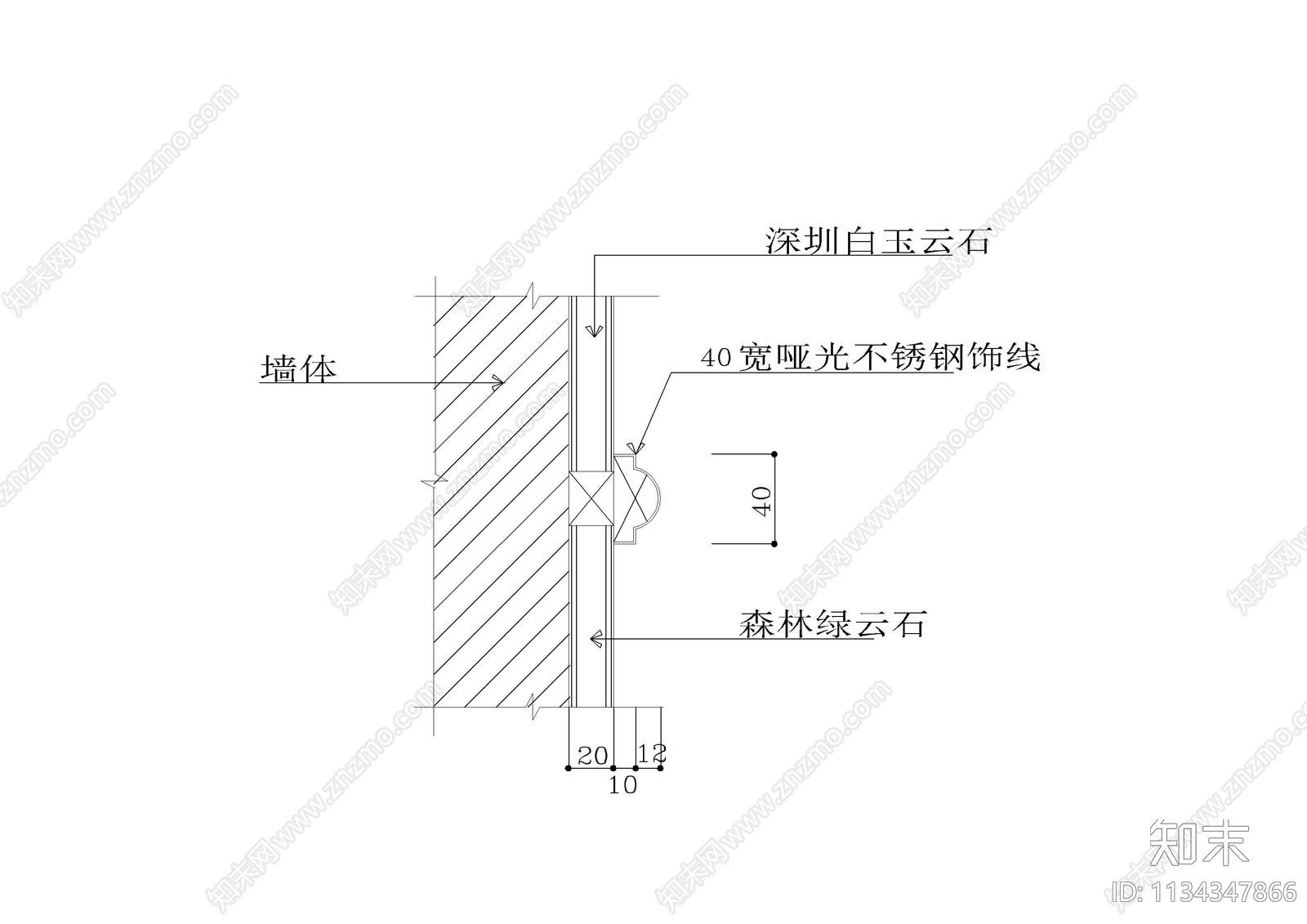 外墙饰面收口大样cad施工图下载【ID:1134347866】