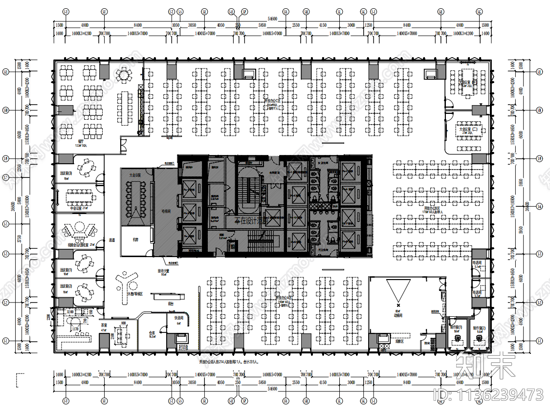 2000m²游戏网络公司办公室效果图施工图下载【ID:1136239473】