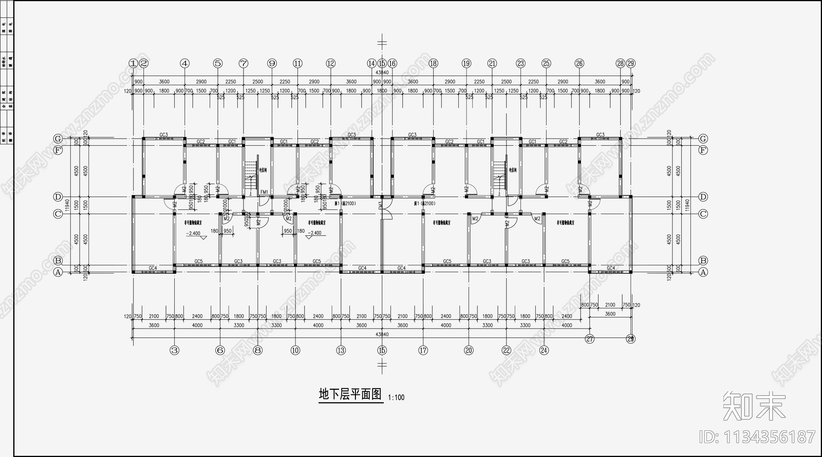 住宅区建筑cad施工图下载【ID:1134356187】