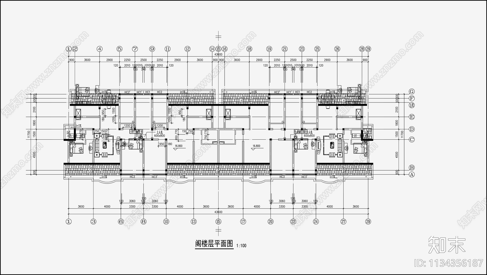 住宅区建筑cad施工图下载【ID:1134356187】