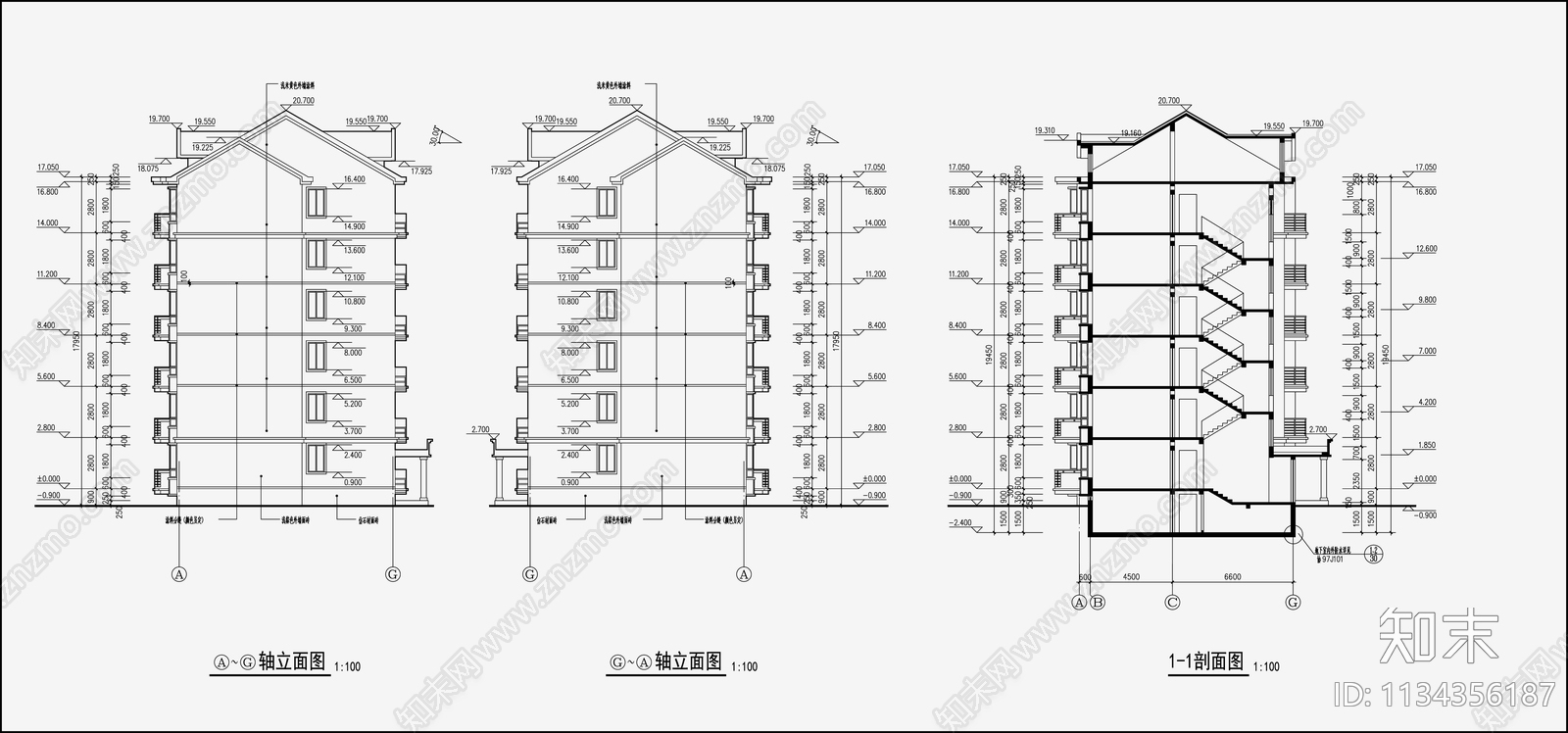 住宅区建筑cad施工图下载【ID:1134356187】