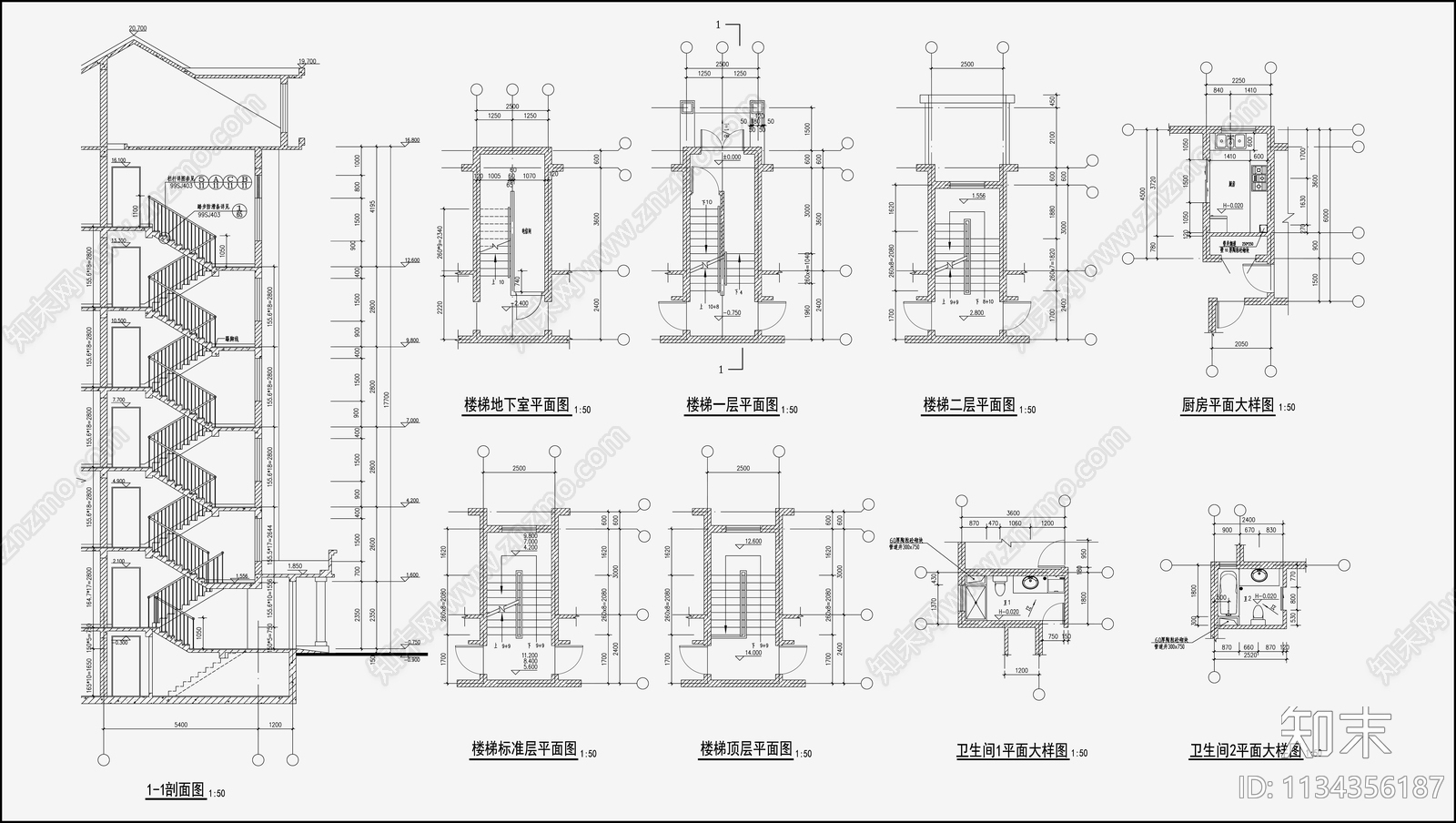 住宅区建筑cad施工图下载【ID:1134356187】