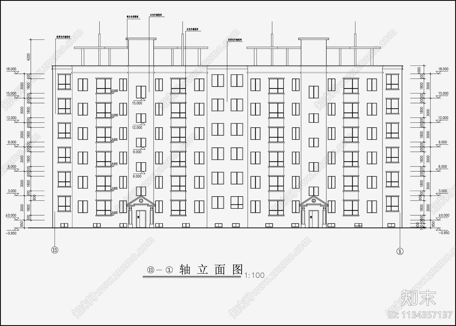 住宅区建筑cad施工图下载【ID:1134357137】