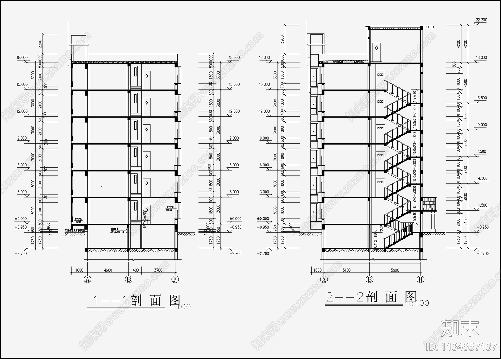 住宅区建筑cad施工图下载【ID:1134357137】