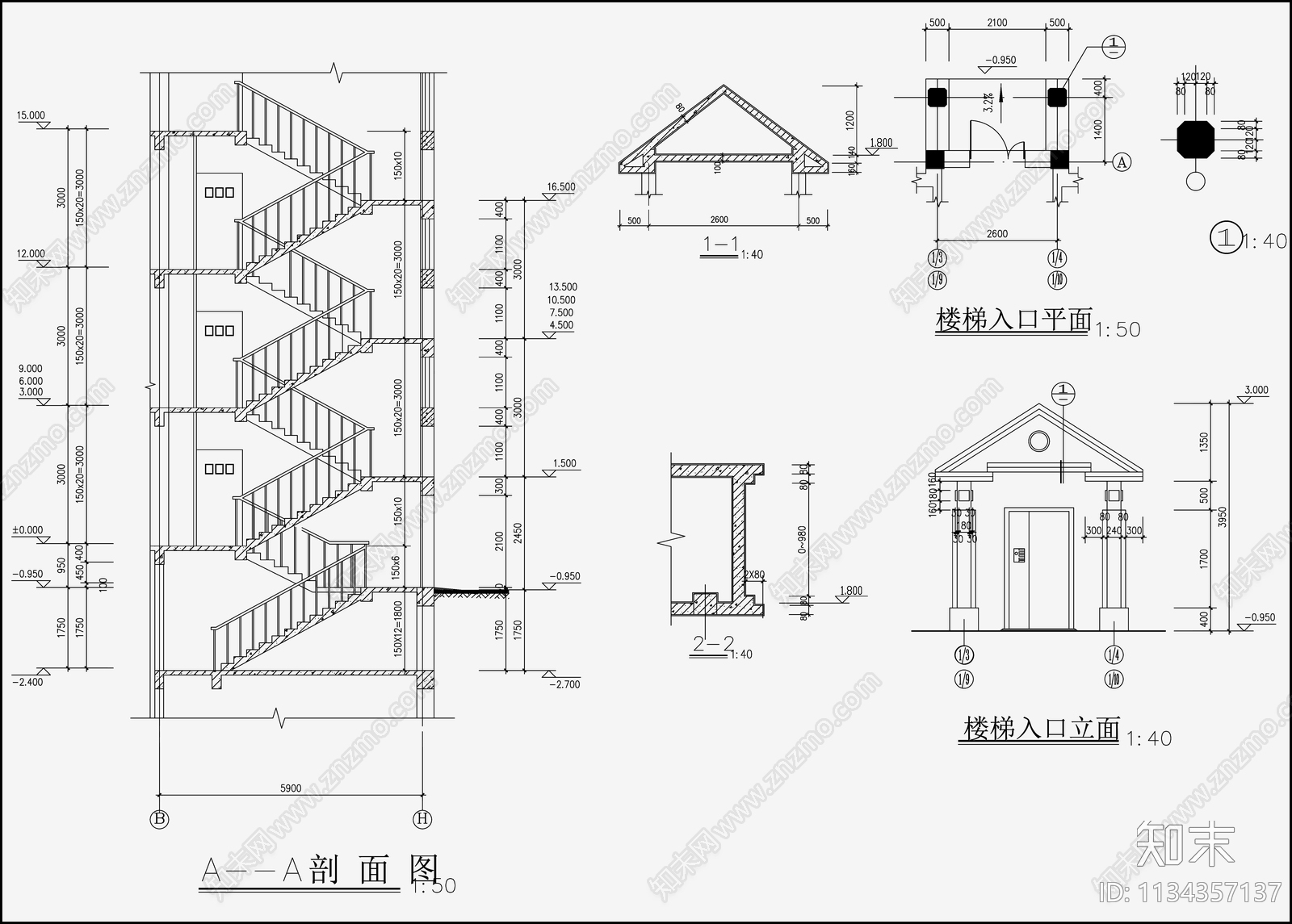 住宅区建筑cad施工图下载【ID:1134357137】