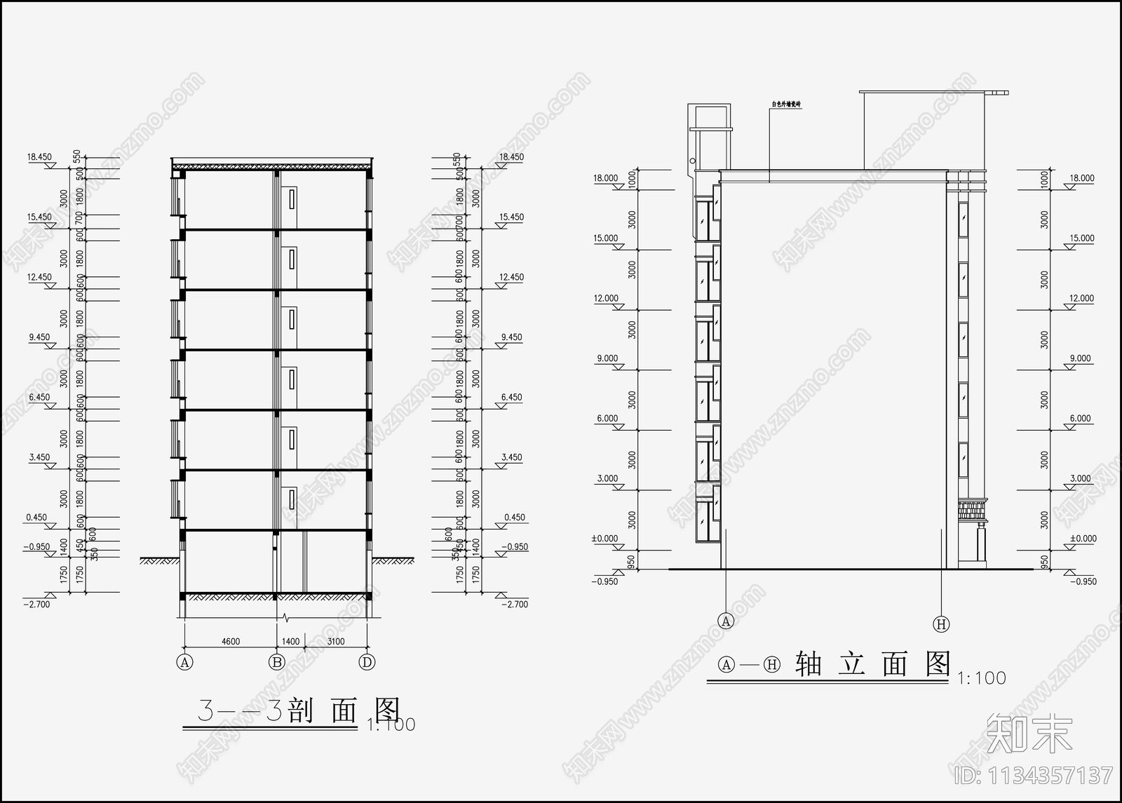 住宅区建筑cad施工图下载【ID:1134357137】