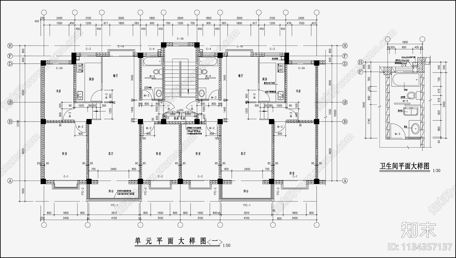 住宅区建筑cad施工图下载【ID:1134357137】