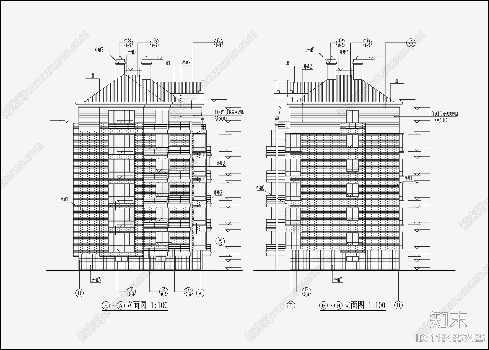 住宅区建筑cad施工图下载【ID:1134357425】