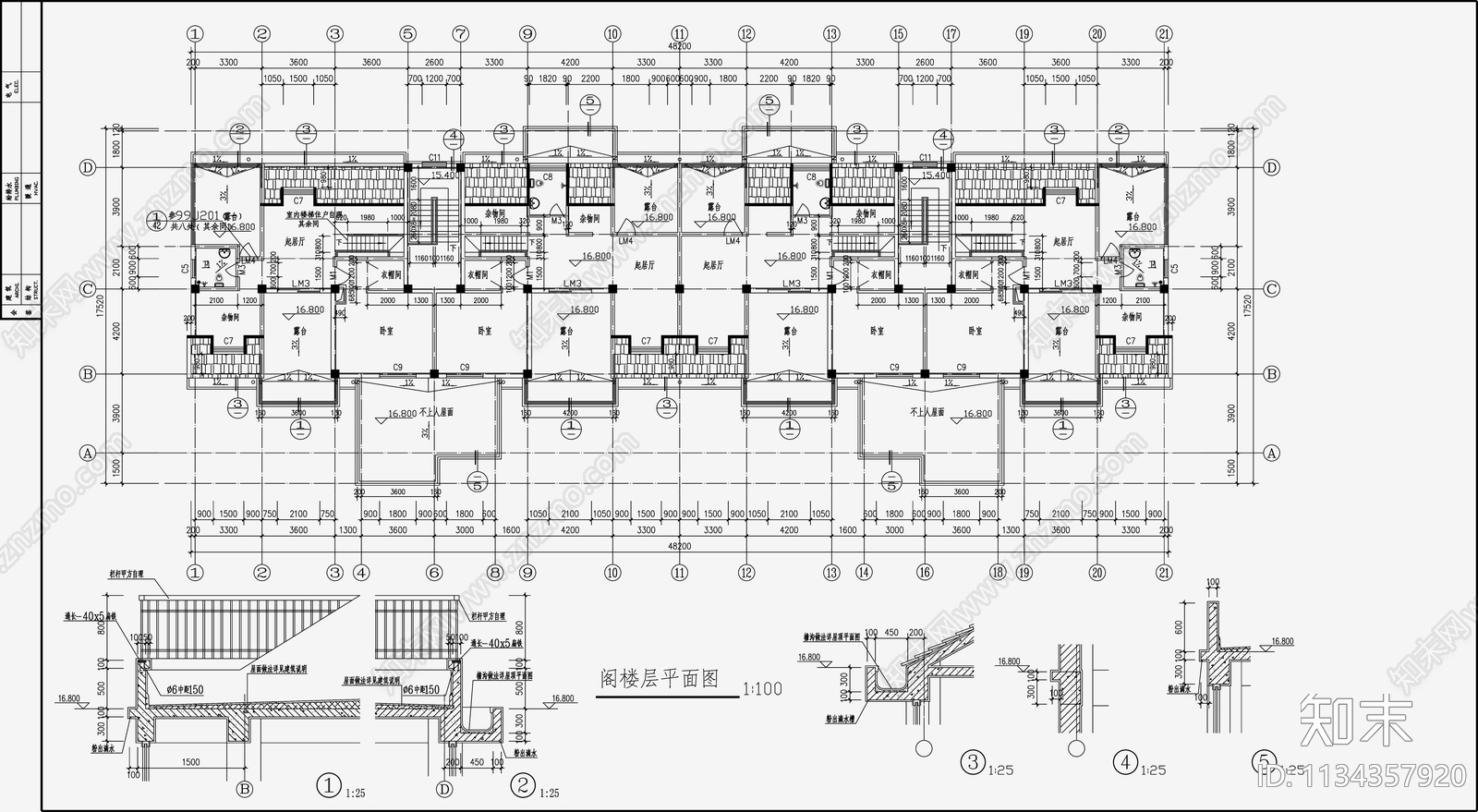 住宅区建筑cad施工图下载【ID:1134357920】