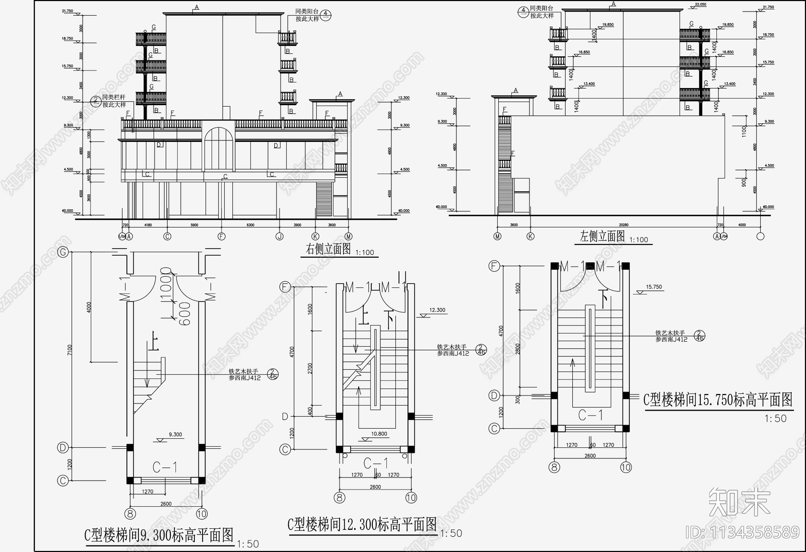 住宅区建筑cad施工图下载【ID:1134358589】