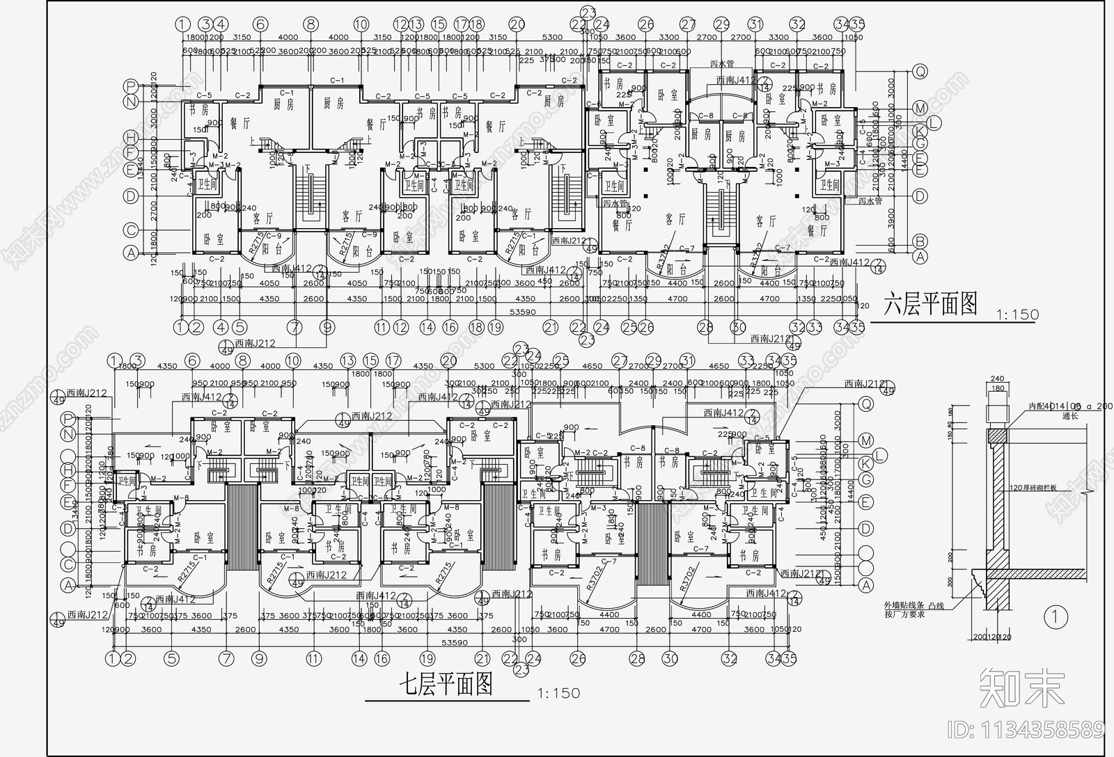 住宅区建筑cad施工图下载【ID:1134358589】