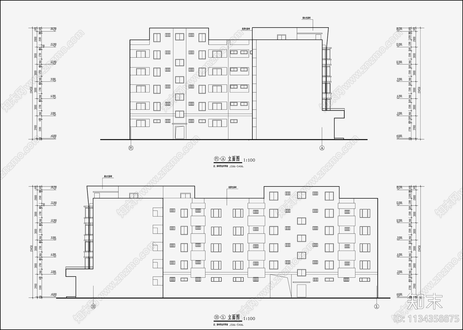 住宅区建筑设计cad施工图下载【ID:1134358875】