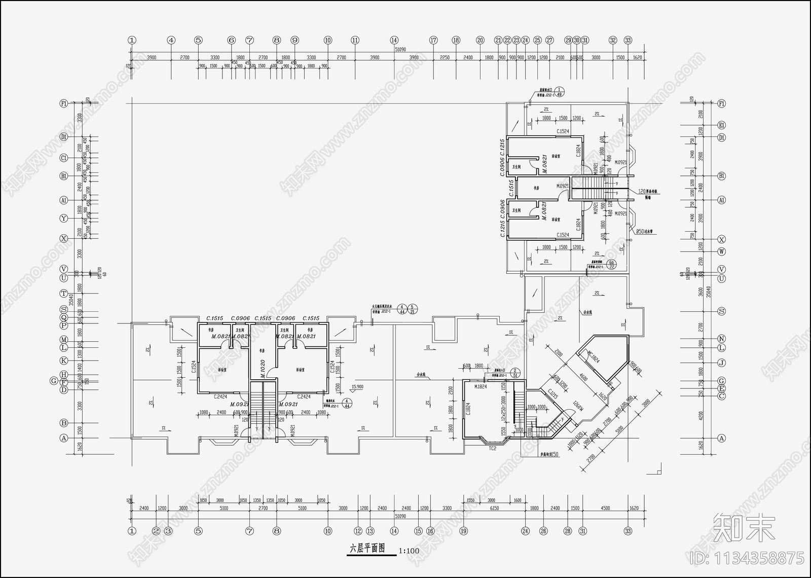 住宅区建筑设计cad施工图下载【ID:1134358875】