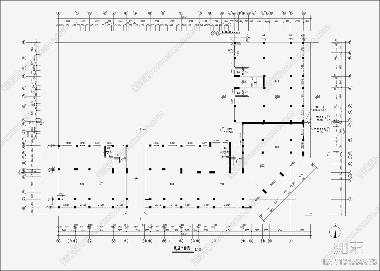 住宅区建筑设计cad施工图下载【ID:1134358875】