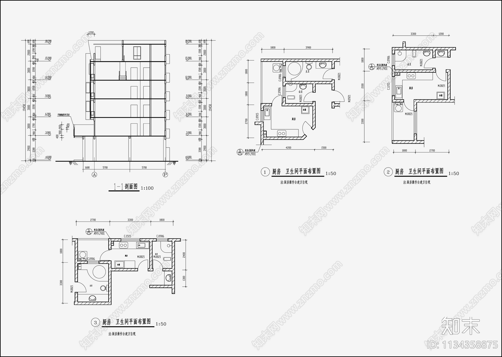 住宅区建筑设计cad施工图下载【ID:1134358875】