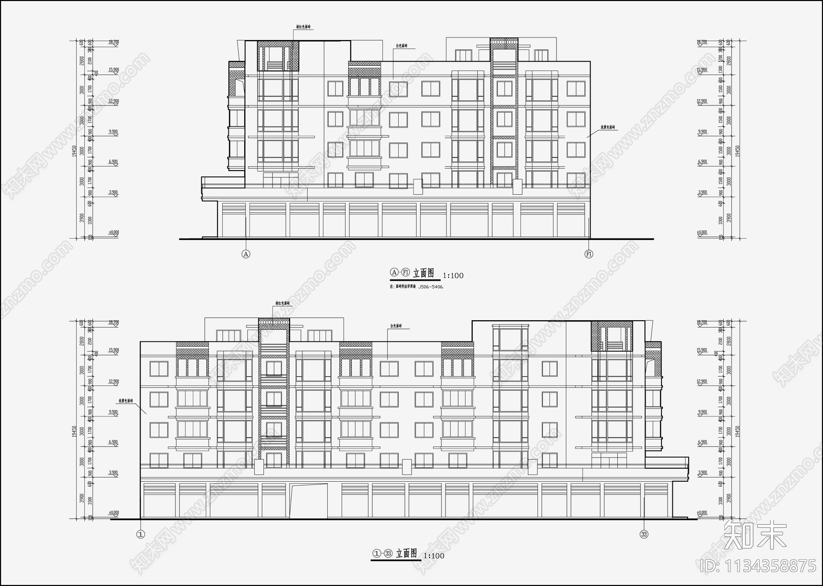 住宅区建筑设计cad施工图下载【ID:1134358875】