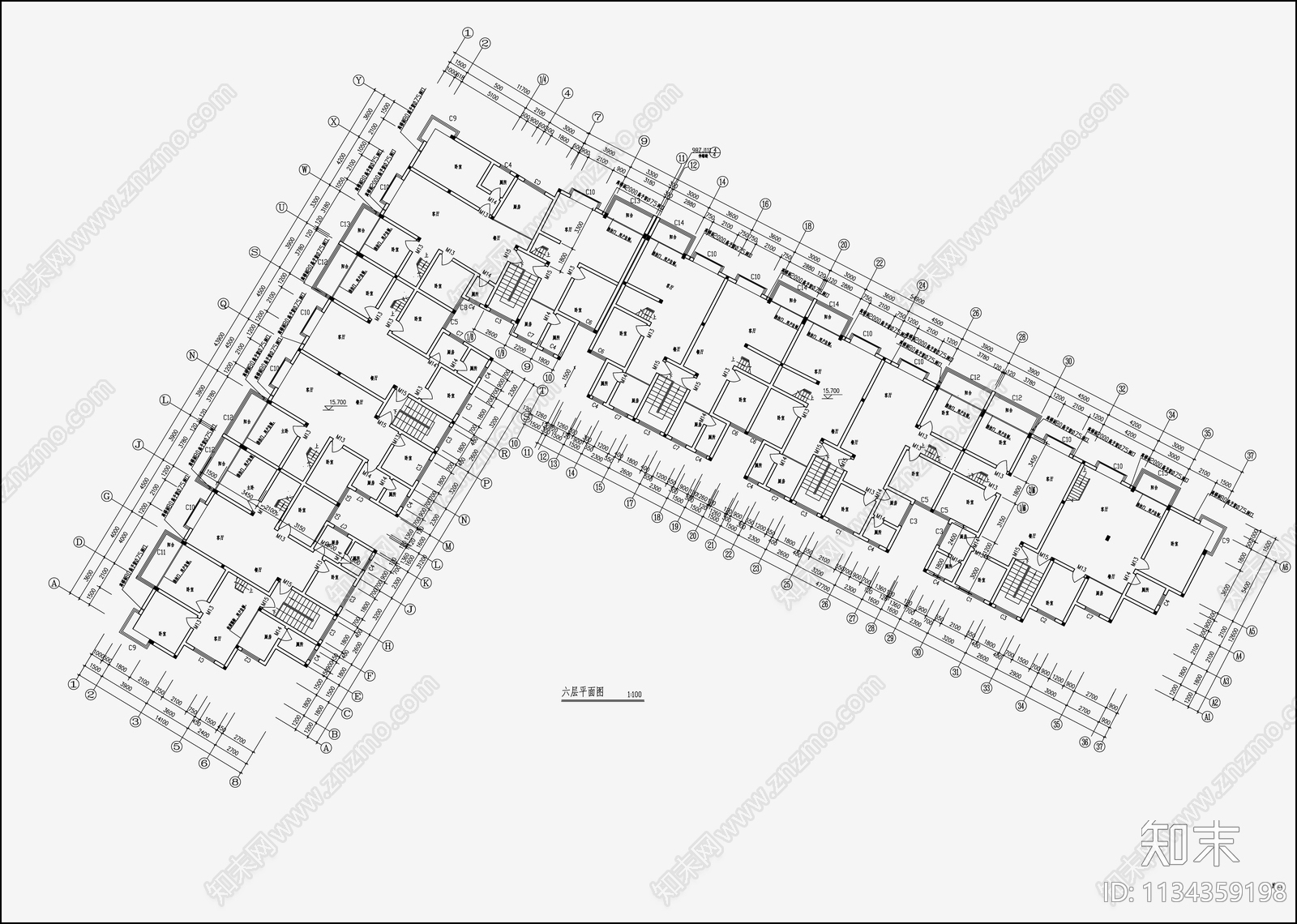 住宅区建筑设计cad施工图下载【ID:1134359198】