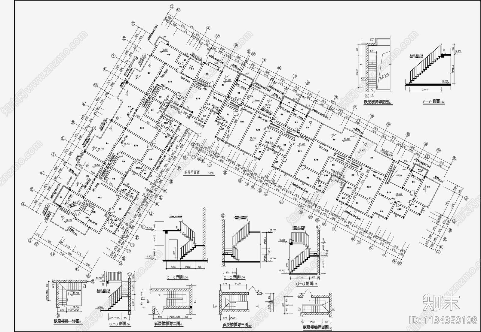 住宅区建筑设计cad施工图下载【ID:1134359198】