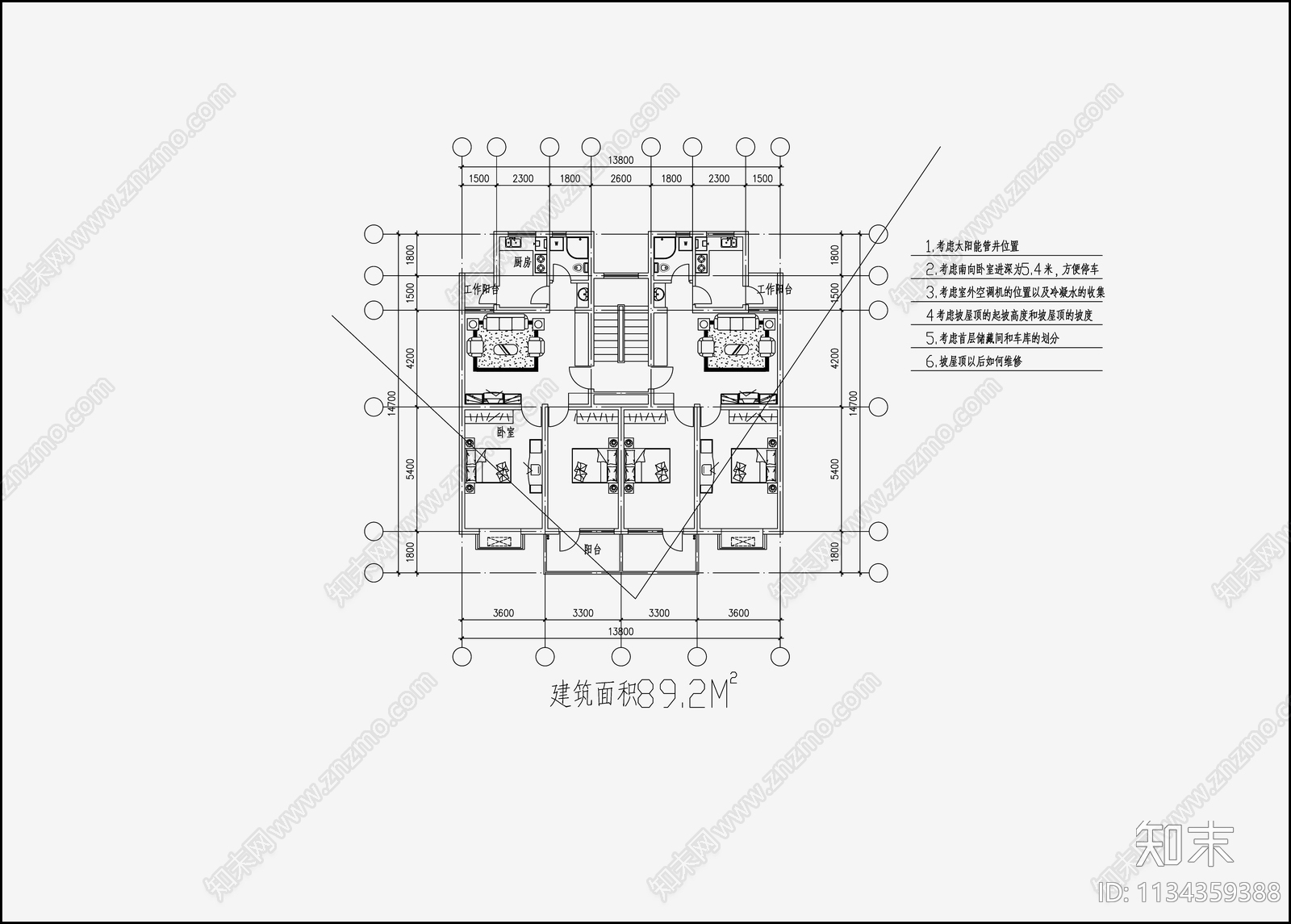 住宅区建筑设计cad施工图下载【ID:1134359388】