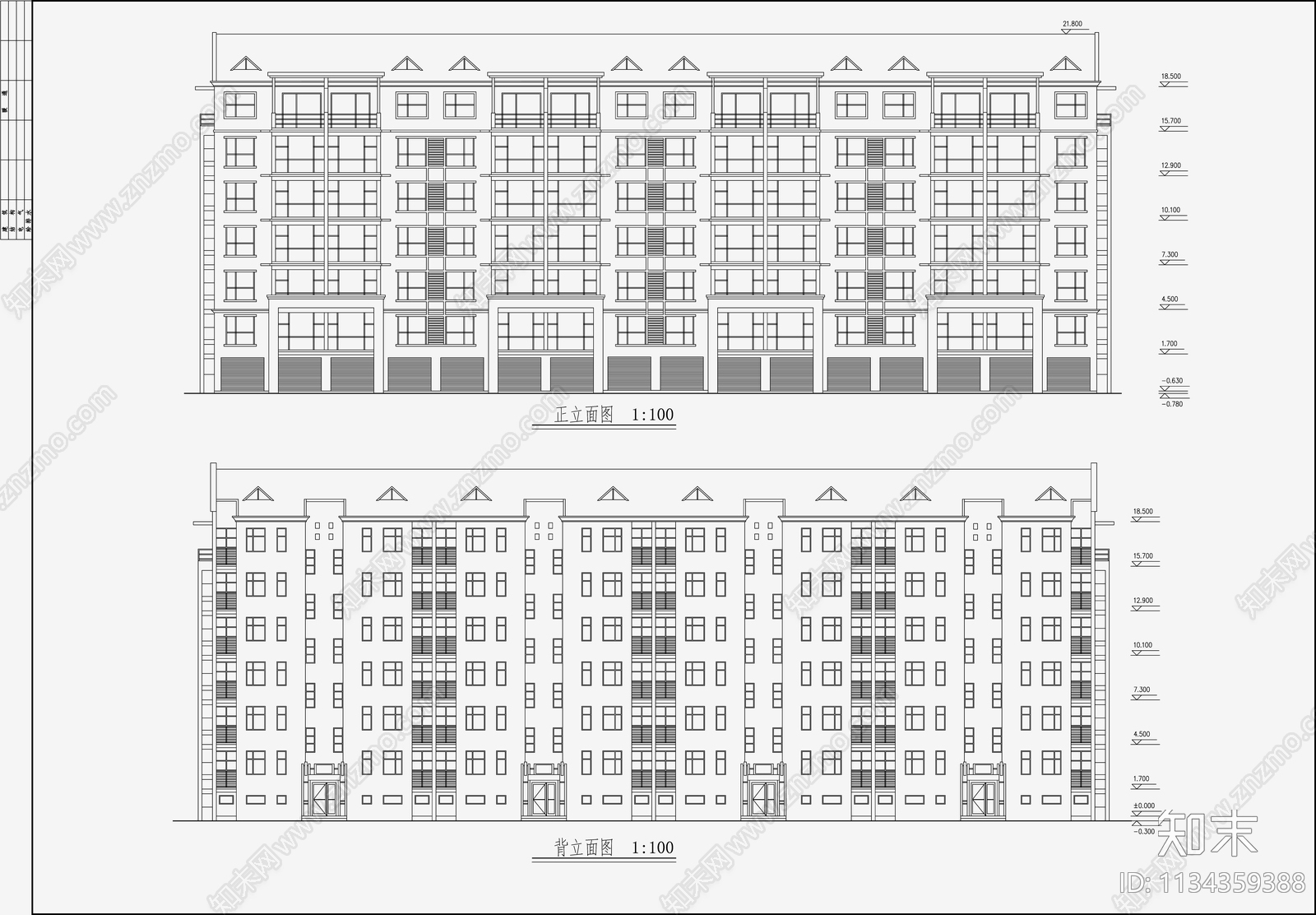 住宅区建筑设计cad施工图下载【ID:1134359388】