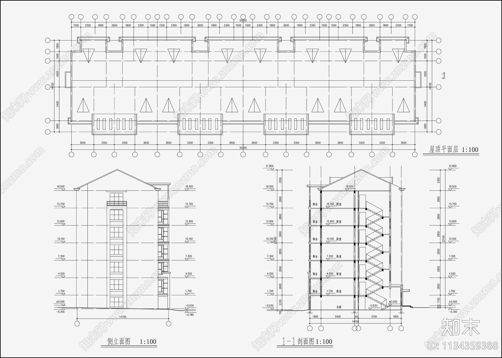 住宅区建筑设计cad施工图下载【ID:1134359388】