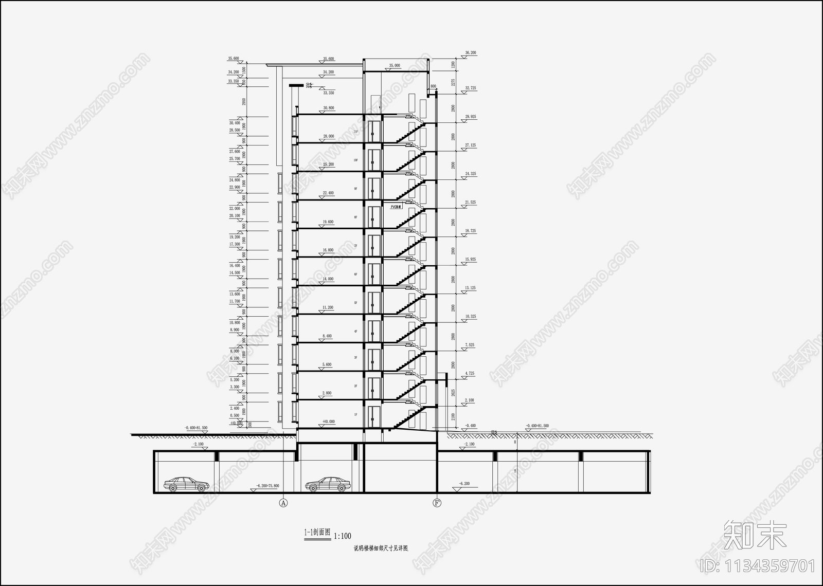 住宅区建筑设计cad施工图下载【ID:1134359701】