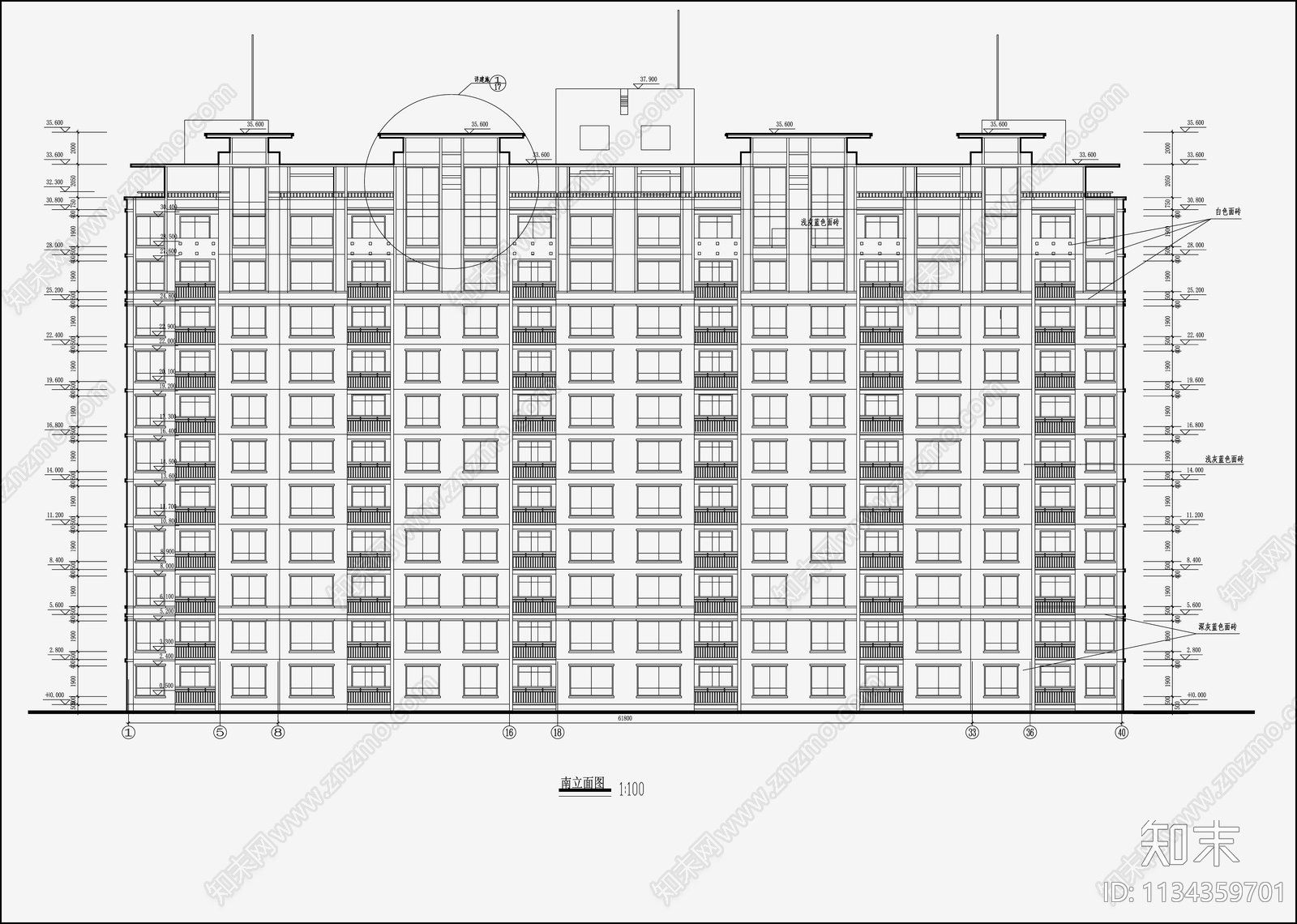 住宅区建筑设计cad施工图下载【ID:1134359701】