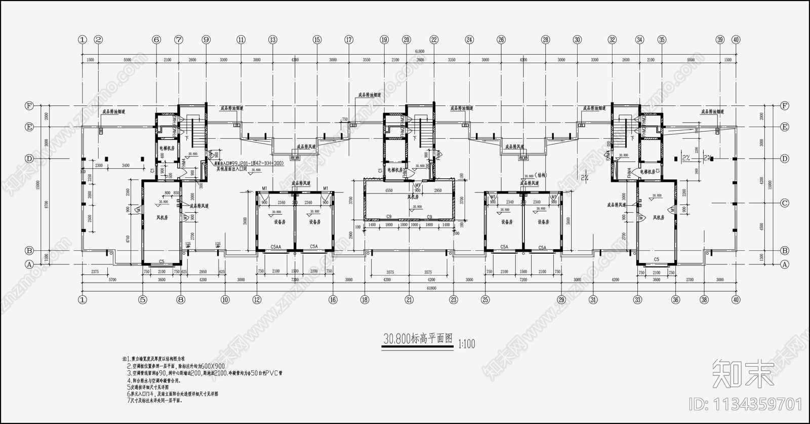 住宅区建筑设计cad施工图下载【ID:1134359701】