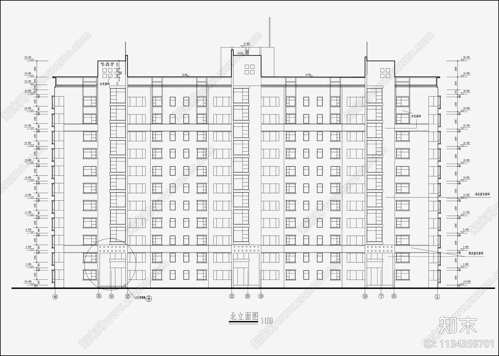 住宅区建筑设计cad施工图下载【ID:1134359701】