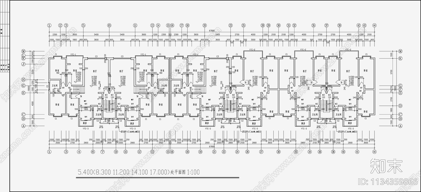 住宅区建筑设计cad施工图下载【ID:1134359866】