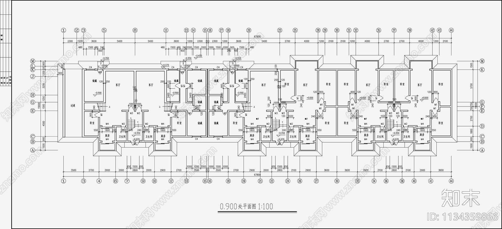 住宅区建筑设计cad施工图下载【ID:1134359866】