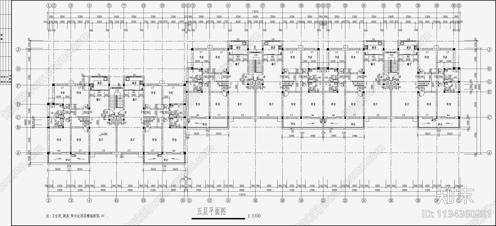 住宅区建筑设计cad施工图下载【ID:1134360281】