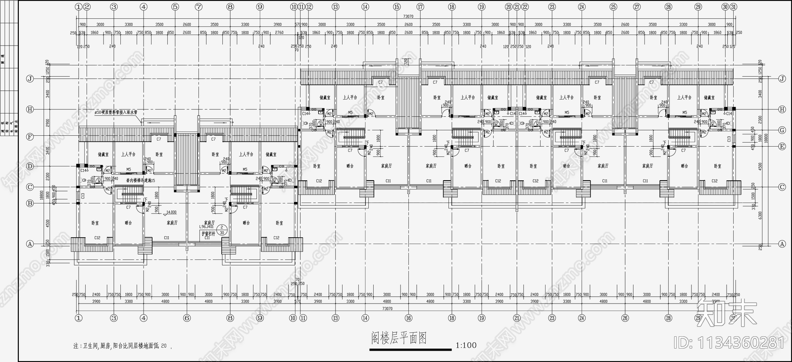 住宅区建筑设计cad施工图下载【ID:1134360281】