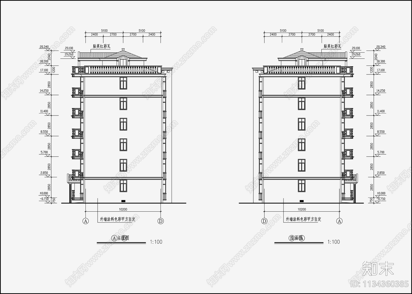 住宅区建筑设计cad施工图下载【ID:1134360385】