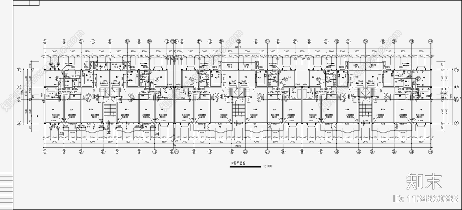 住宅区建筑设计cad施工图下载【ID:1134360385】