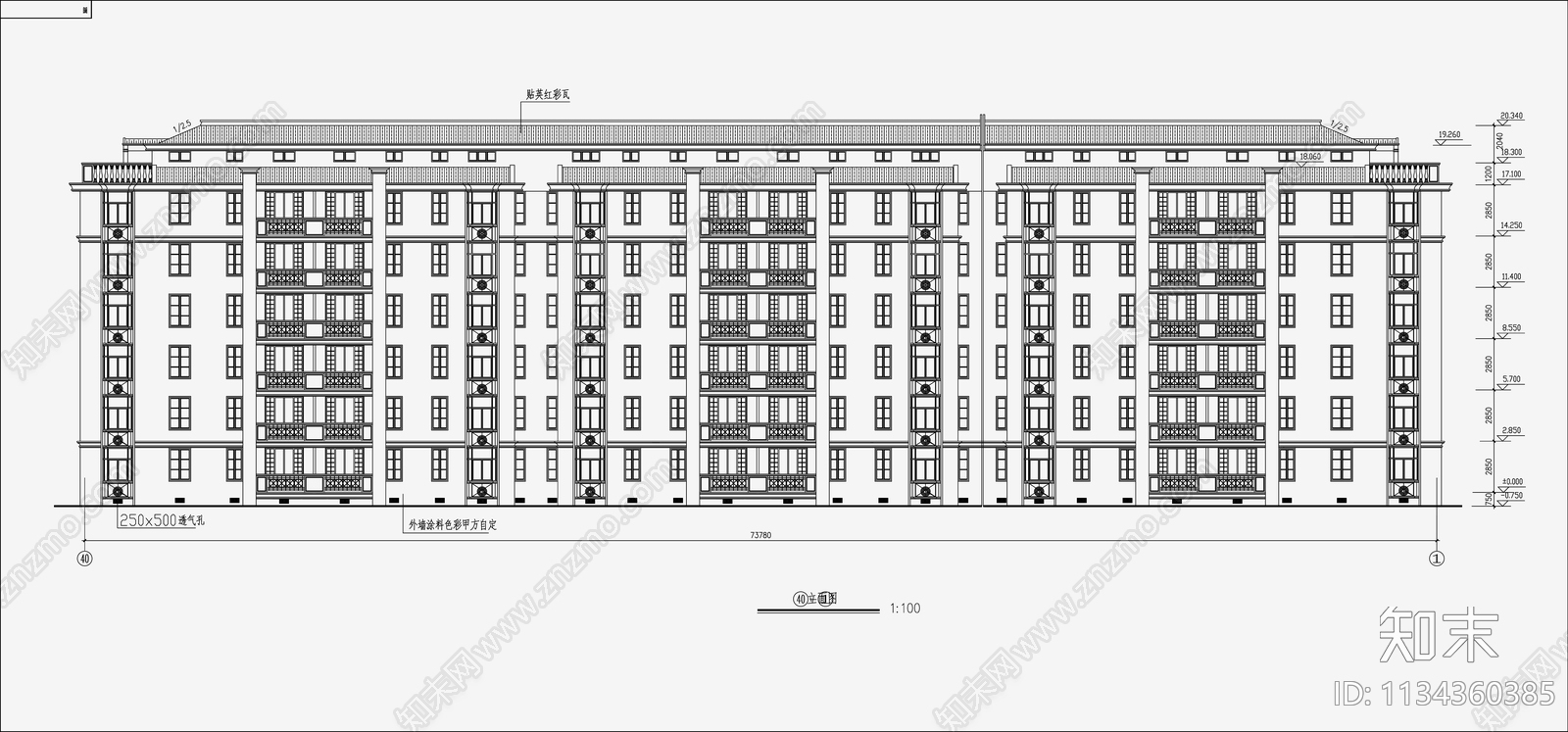 住宅区建筑设计cad施工图下载【ID:1134360385】