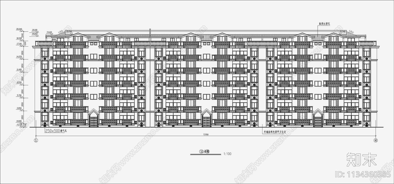 住宅区建筑设计cad施工图下载【ID:1134360385】