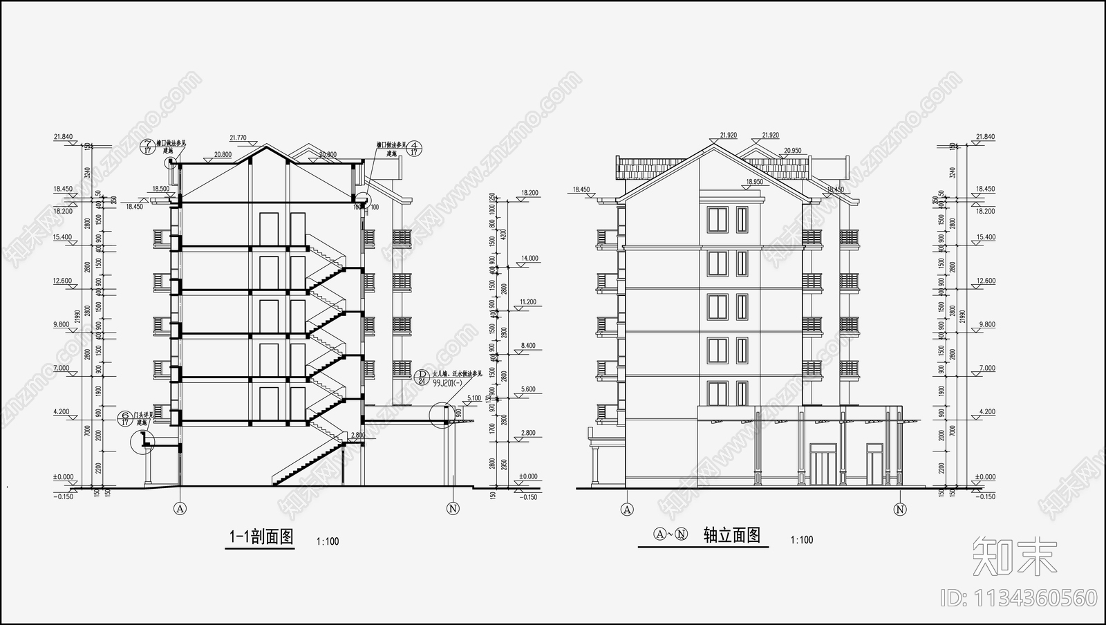 住宅区建筑设计cad施工图下载【ID:1134360560】