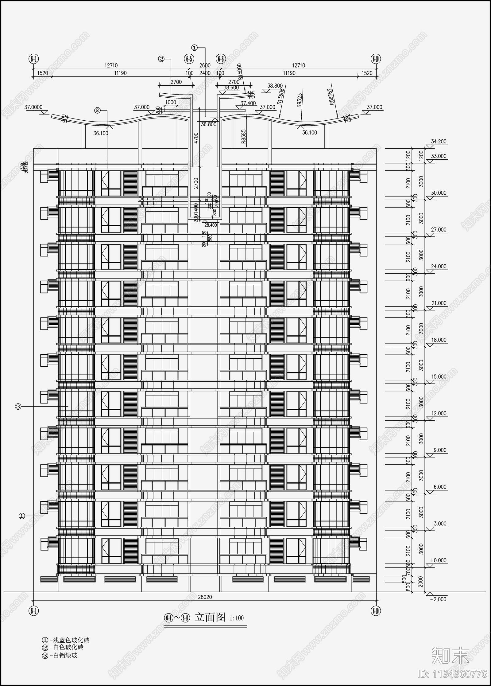 住宅区建筑设计cad施工图下载【ID:1134360776】