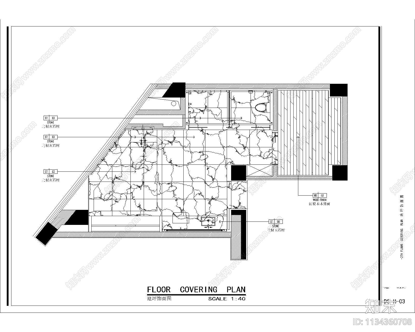 休闲SPA按摩室cad施工图下载【ID:1134360708】