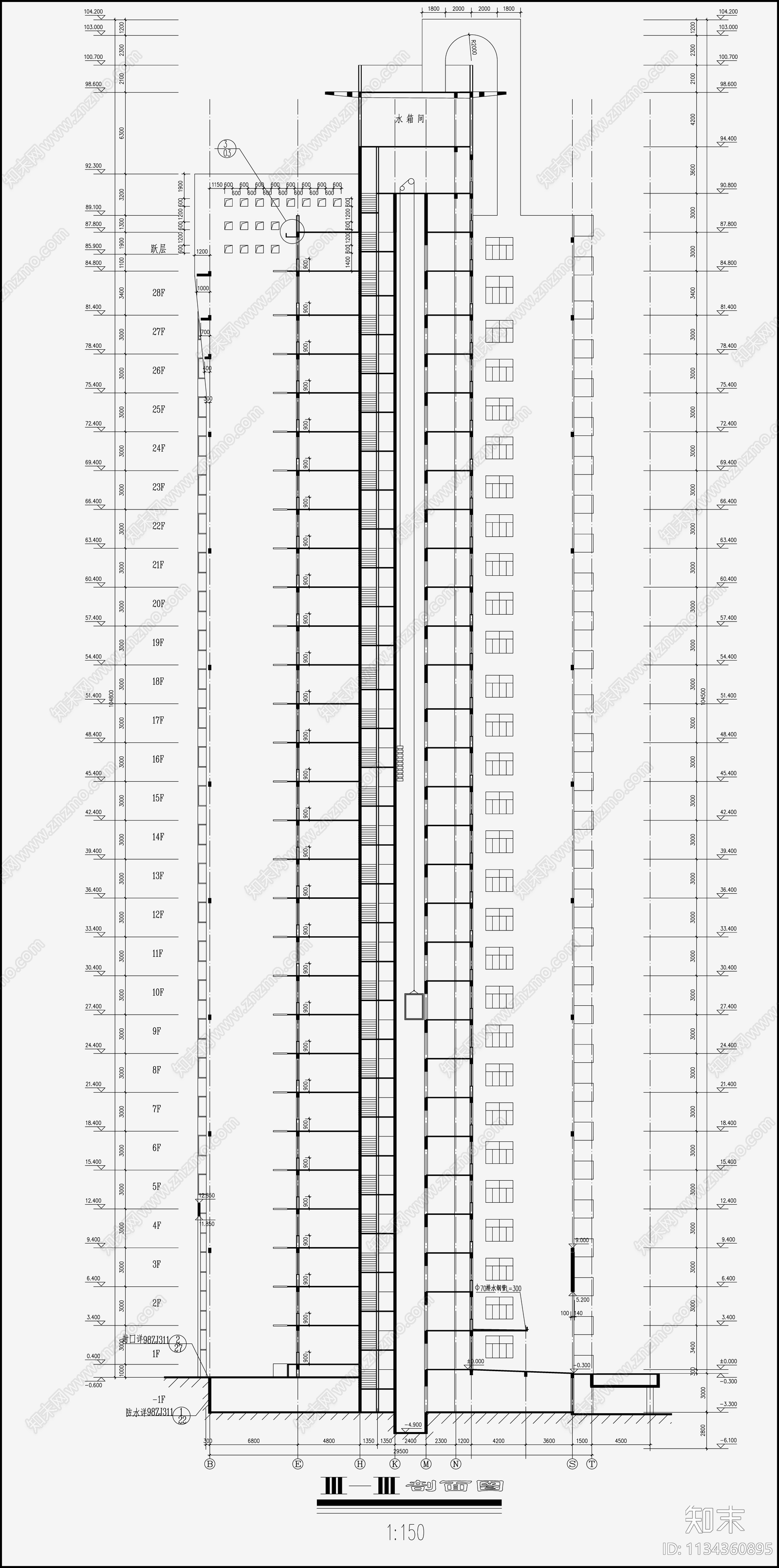 住宅区建筑设计cad施工图下载【ID:1134360895】