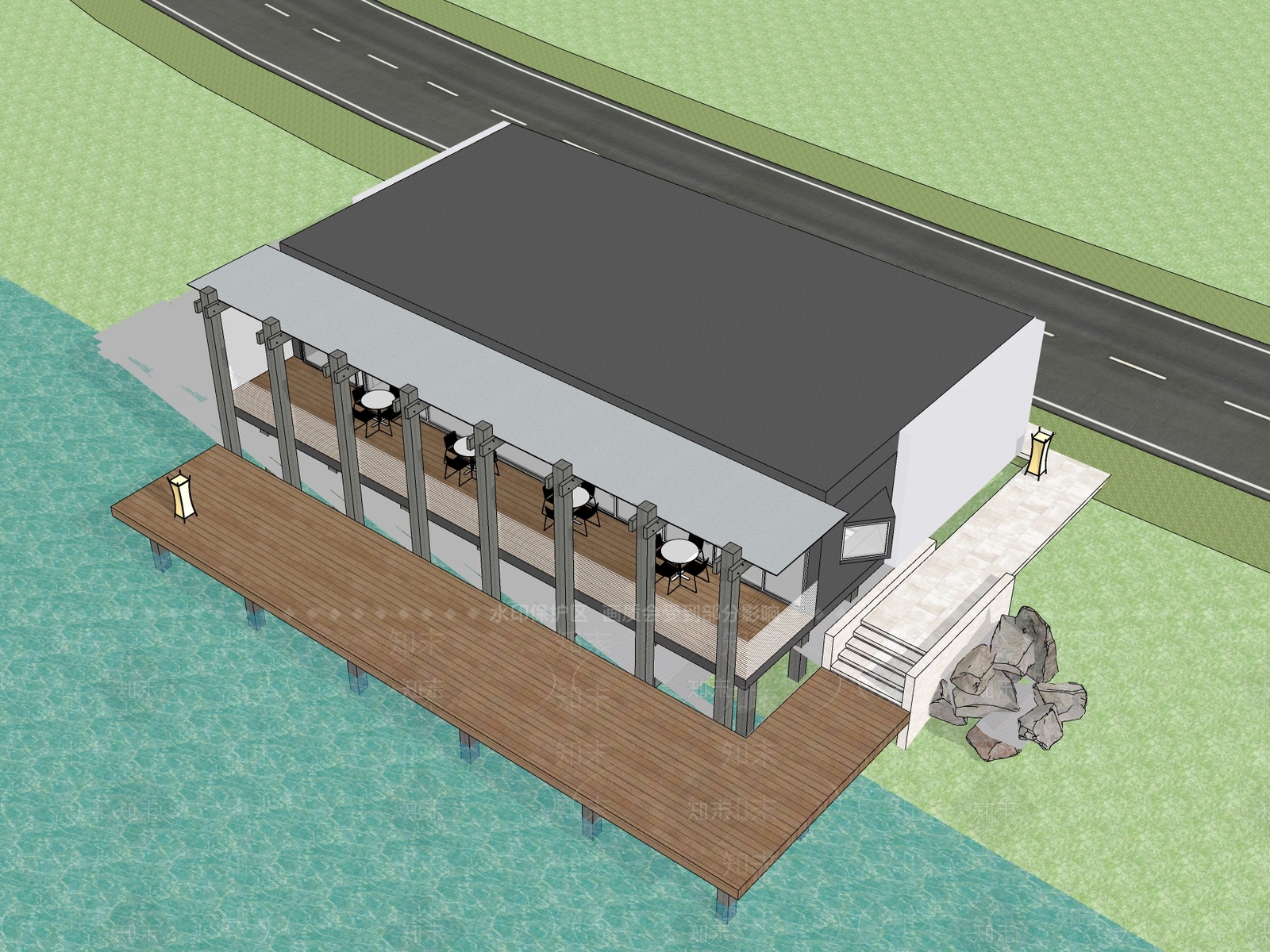 工业风民宿建筑SU模型下载【ID:1134361375】