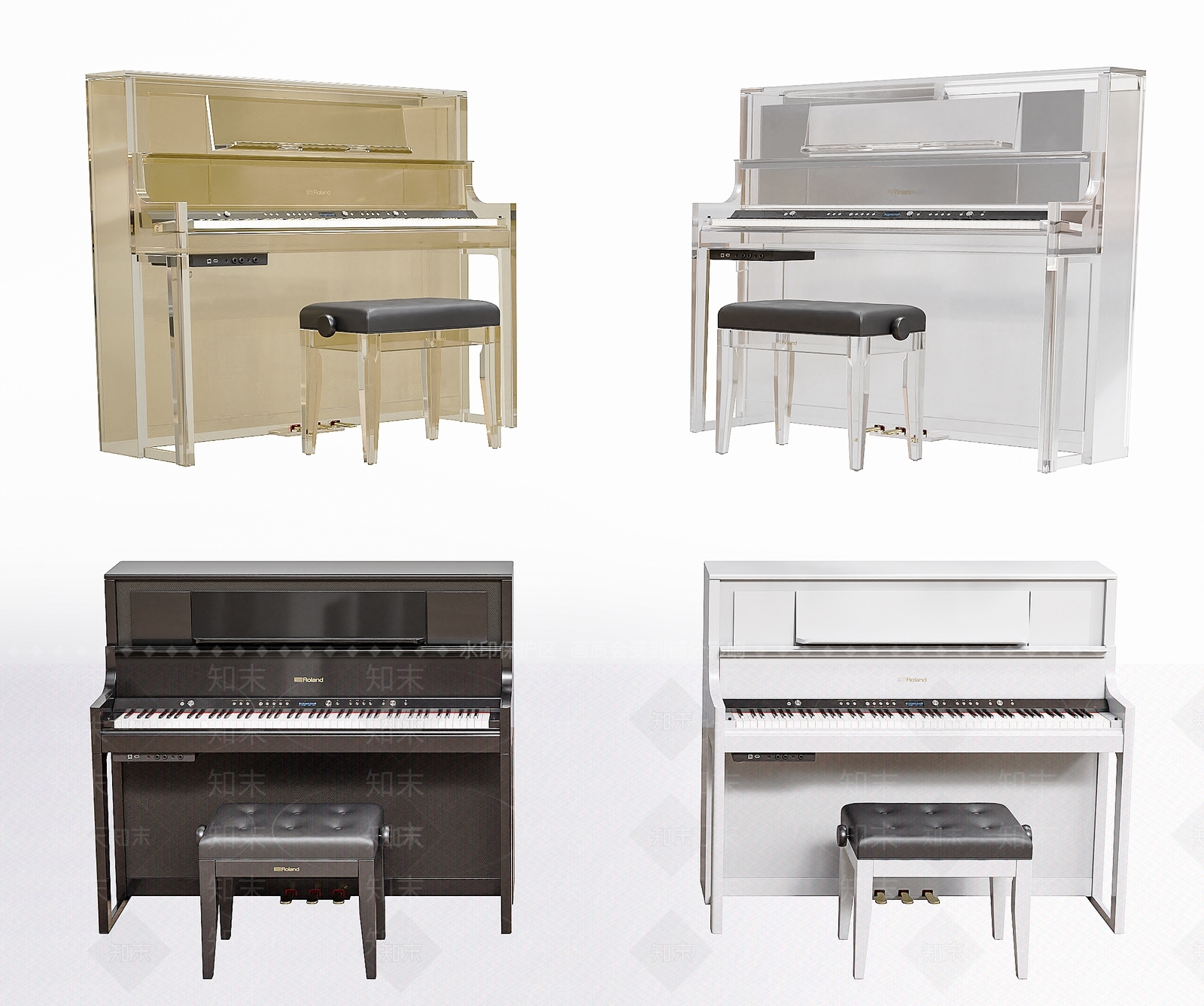现代钢琴组合3D模型下载【ID:1134364927】