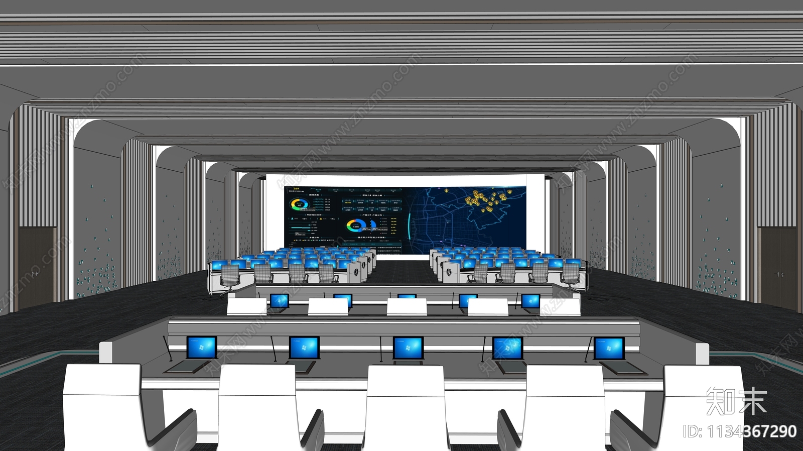 现代指挥中心SU模型下载【ID:1134367290】