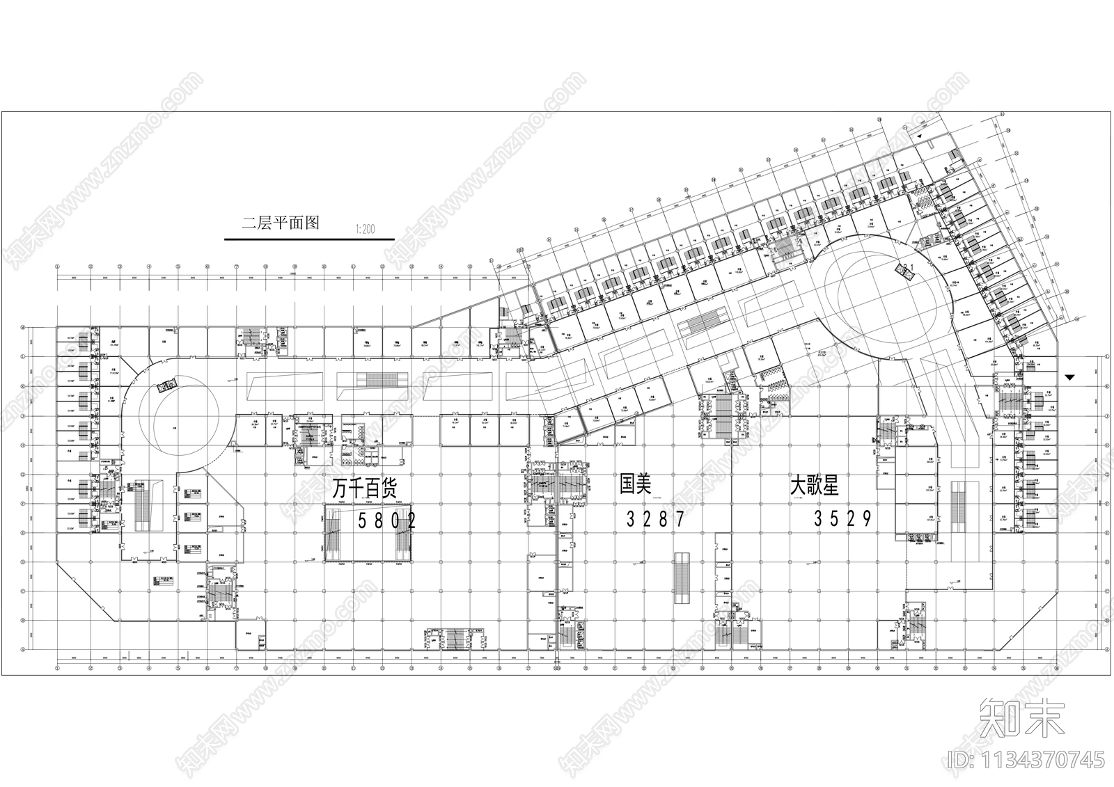 万达商业技术图纸cad施工图下载【ID:1134370745】