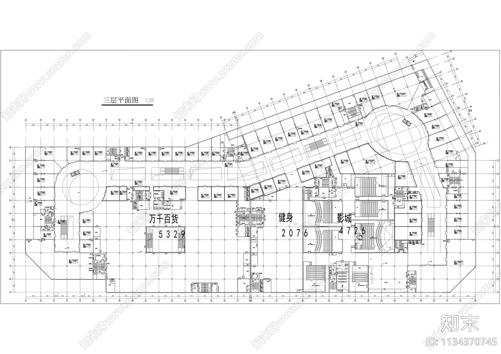 万达商业技术图纸cad施工图下载【ID:1134370745】