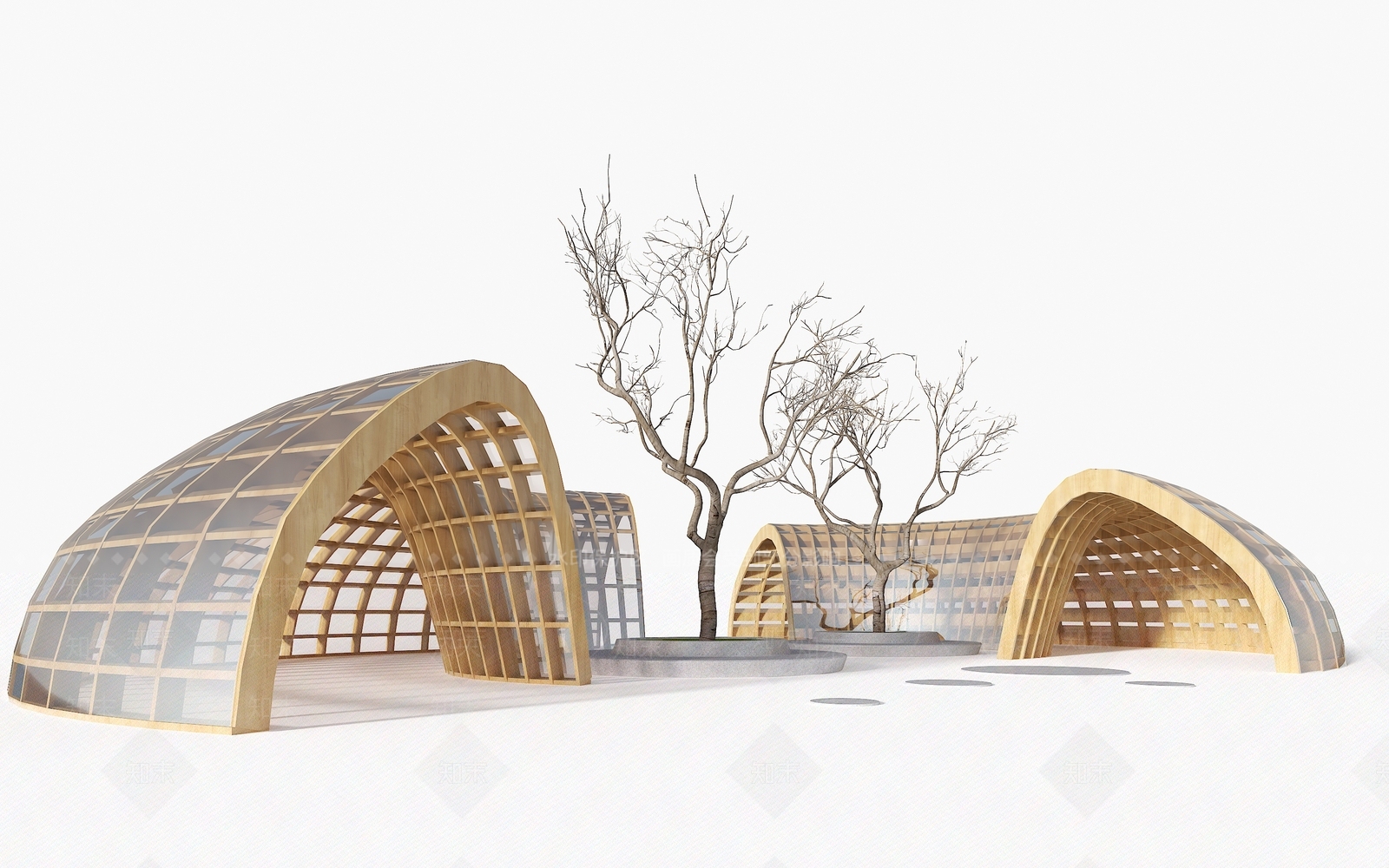 现代异形景观廊架3D模型下载【ID:1134371823】