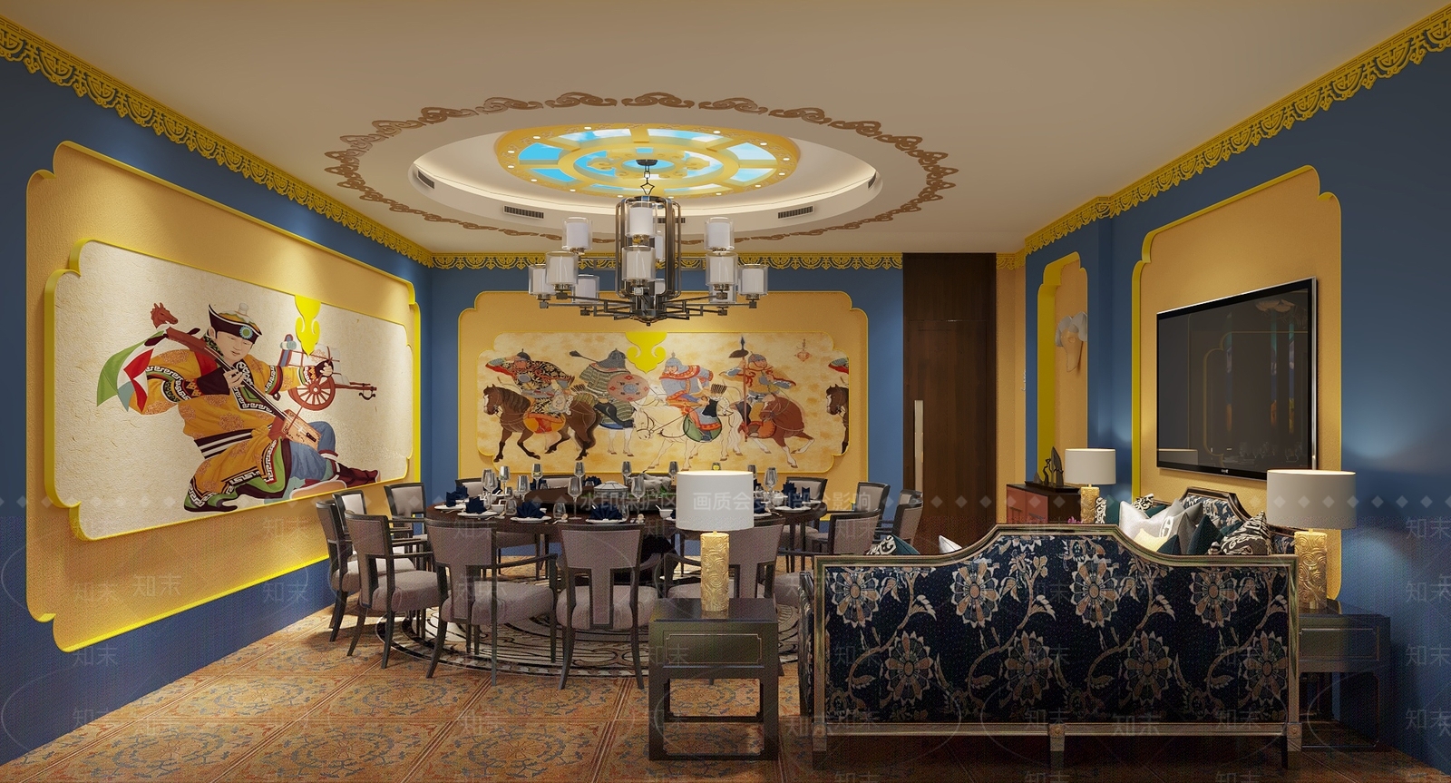 现代蒙古包包厢3D模型下载【ID:1134372233】