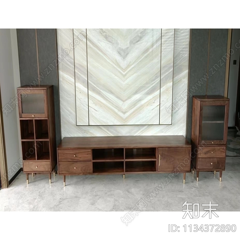 电视柜cad施工图下载【ID:1134372890】